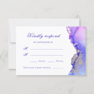 Tarjeta RSVP de bodas púrpura abstractas