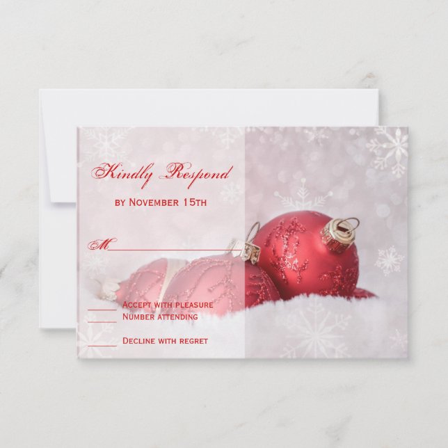 Tarjeta RSVP de Bodas Rojas para navidades (Anverso)
