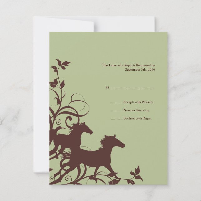 Tarjeta RSVP de bodas salvajes de marrón y salvia (Anverso)