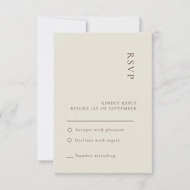 Tarjeta RSVP de Bohemia Beige minimalista (Anverso)