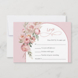 Tarjeta rsvp de boho arch blush peonies pampas