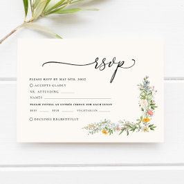 Tarjeta RSVP de Boho Beige Wildflower Wedding