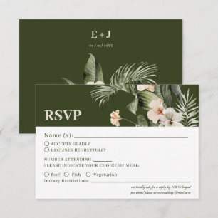 Tarjeta RSVP de Boho Boho de hibiscus Tropical Wed