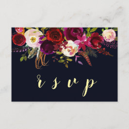 Tarjeta RSVP de Boho Boho Floral Fall Wedding de l