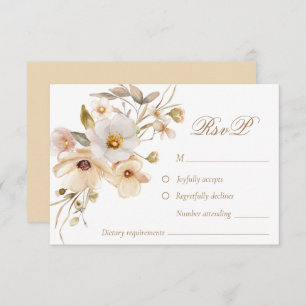 Tarjeta RSVP de Boho Boho Neutral Beige Wildflower