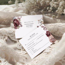 Tarjeta RSVP de Boho Borgoña Floral Wedding
