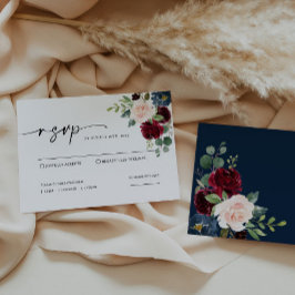 Tarjeta RSVP de Boho Burgundy Rubor Wedding