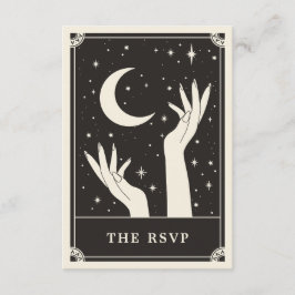 Tarjeta RSVP de Boho Celestial de la luna de Tarot