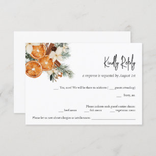 Tarjeta RSVP de Boho de Boda floral de invierno