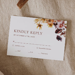 Tarjeta RSVP de Boho de Boda Floral Rustic Fall