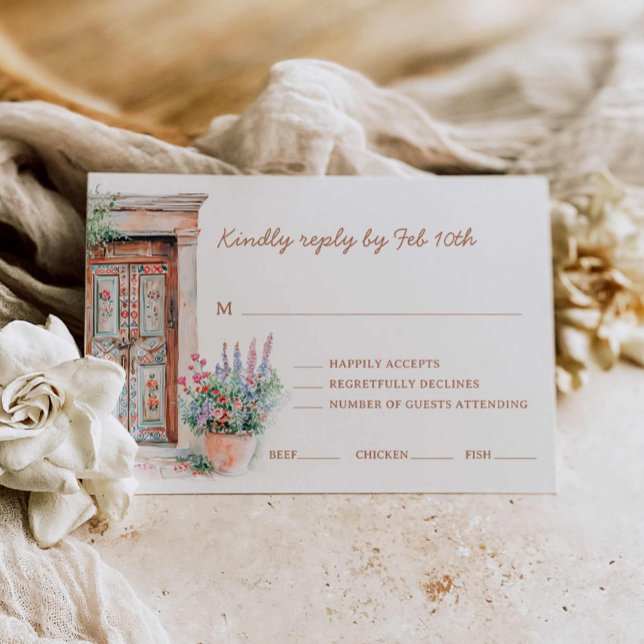 Tarjeta RSVP de Boho Destination Wedding (Rustic Destination Wedding RSVP Card)