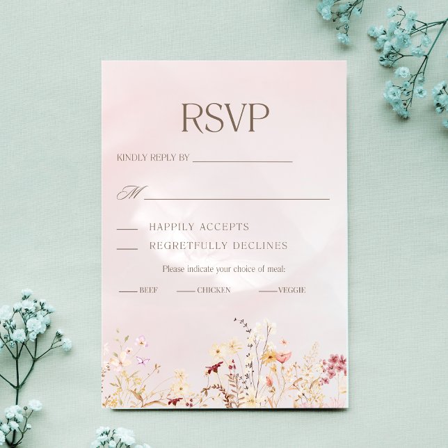 Tarjeta RSVP de Boho Floral Wedding Rustic (Subido por el creador)