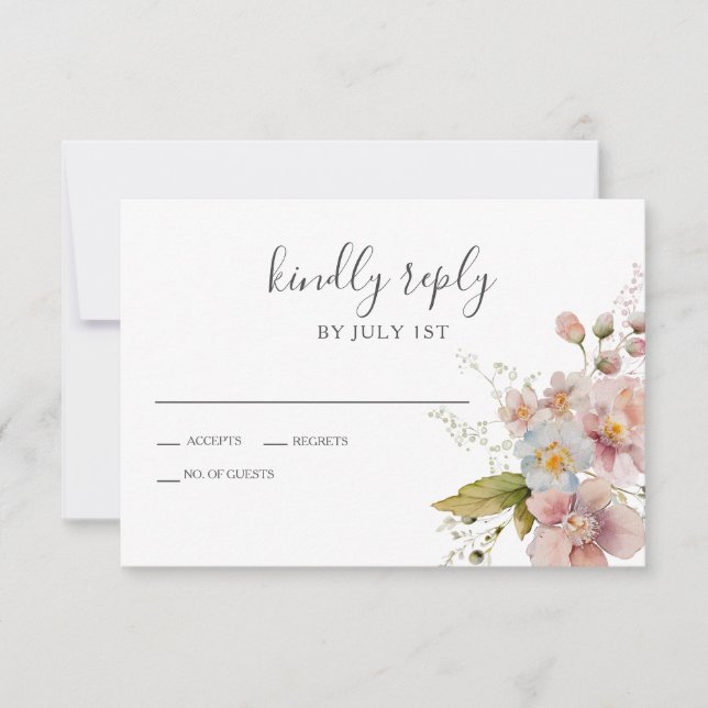 Tarjeta RSVP de Boho garden Floral Wedding (Anverso)