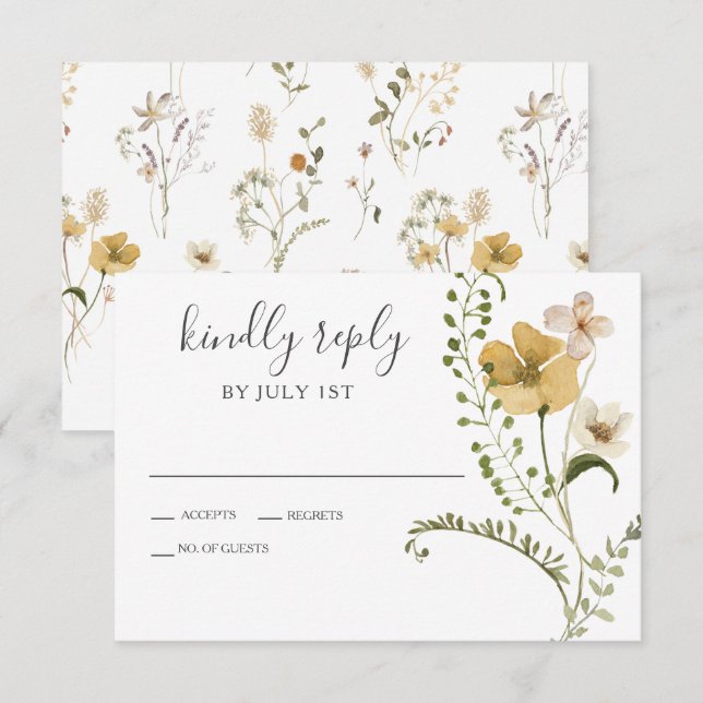 Tarjeta RSVP de Boho garden Floral Wedding (Anverso / Reverso)