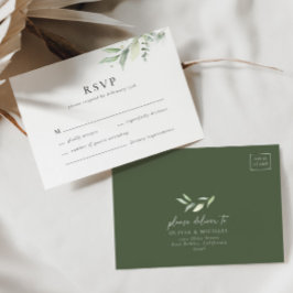 Tarjeta RSVP de Boho Greenery de Boda Mínima Botán