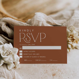 Tarjeta RSVP de Boho Minimal Terracotta Wedding
