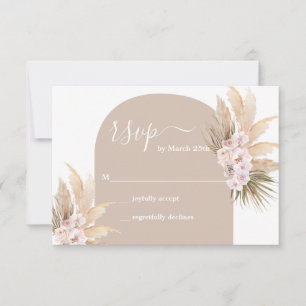 Tarjeta RSVP de Boho Pampas Grass Arch Wedding