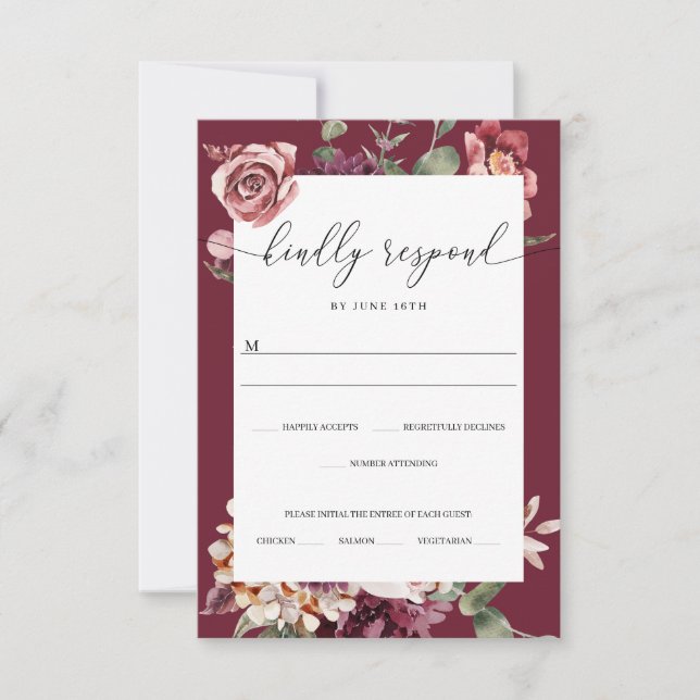 Tarjeta RSVP de Boho Rosa Wedding Country (Anverso)