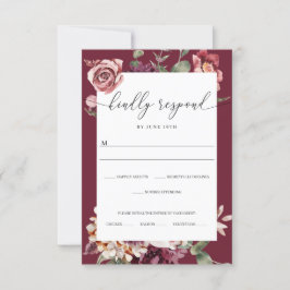 Tarjeta RSVP de Boho Rosa Wedding Country