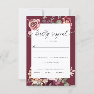 Tarjeta RSVP de Boho Rosa Wedding Country