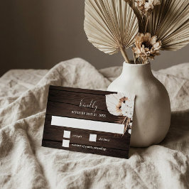 Tarjeta RSVP de Boho Rustic Neutral Flowers Weddin