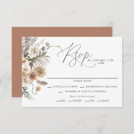 Tarjeta RSVP de Boho Rustic Pampas Boda de Grass W