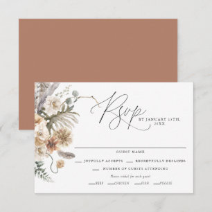 Tarjeta RSVP de Boho Rustic Pampas Boda de Grass W
