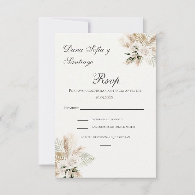 Tarjeta RSVP de Boho Spanish Wedding (Anverso)