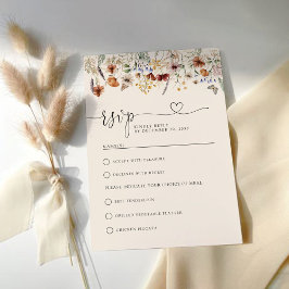 Tarjeta RSVP de Boho Tiny Wildflower Wedding
