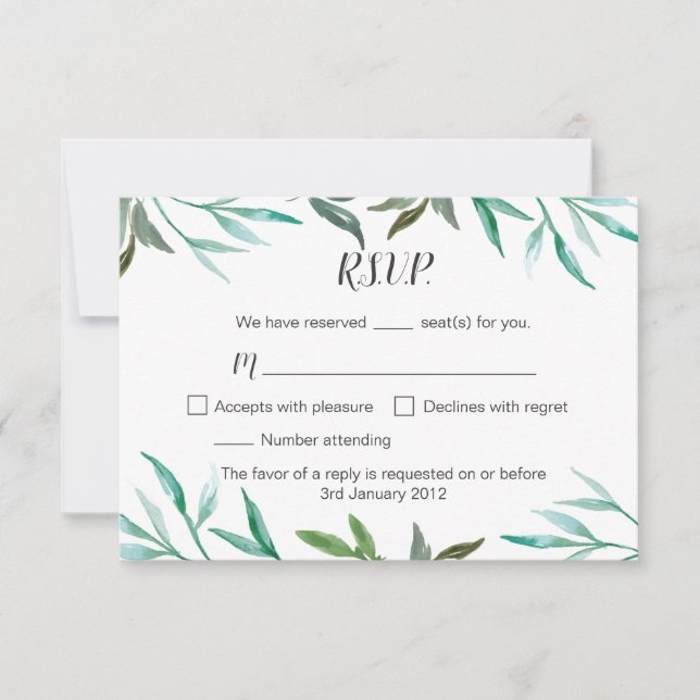 Tarjeta RSVP de Boho Wedding de rama de 2 lados (Anverso)