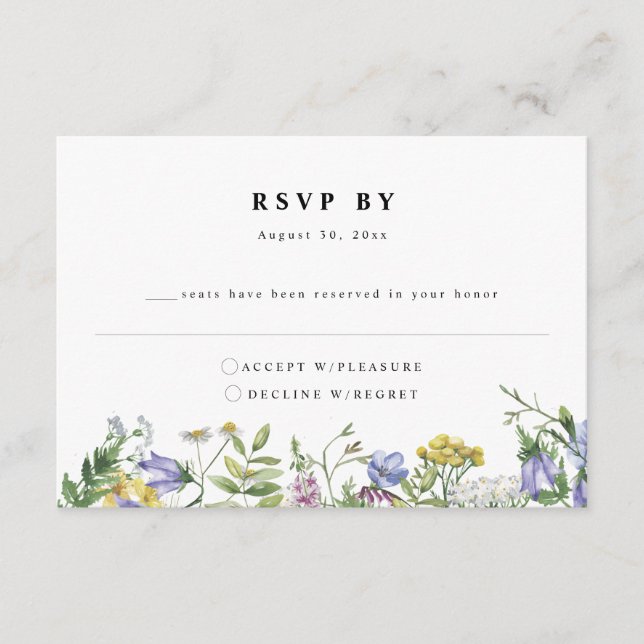 Tarjeta RSVP de Boho Wedding de Wildflower Garden (Anverso)