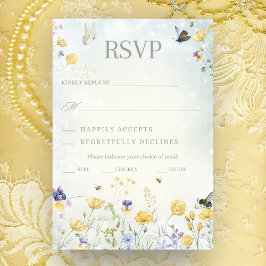 Tarjeta RSVP de Boho Wildflower Rustic Green Weddi