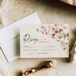 Tarjeta RSVP de Boho Wildflower Wedding
