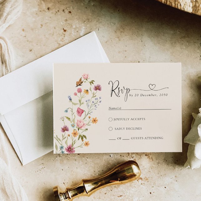 Tarjeta RSVP de Boho Wildflower Wedding (Subido por el creador)