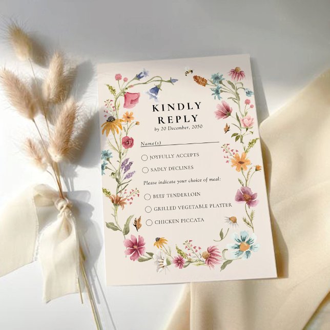 Tarjeta RSVP de Boho Wildflower Wedding (Subido por el creador)