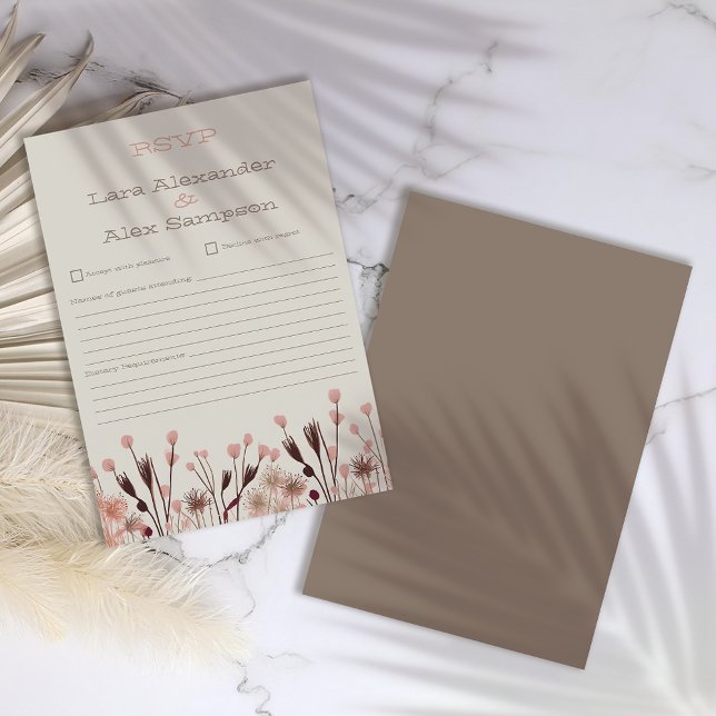 Tarjeta RSVP de Boho Wildflower Wedding (Subido por el creador)