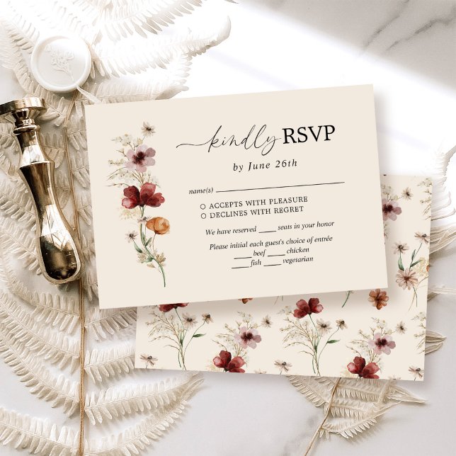 Tarjeta RSVP de Boho Wildflower Wedding (Subido por el creador)