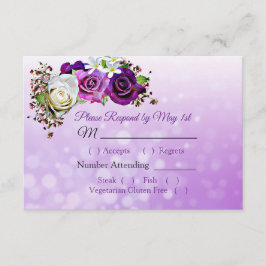 Tarjeta RSVP de Bokeh Bokeh Boda de la Rosa Morada