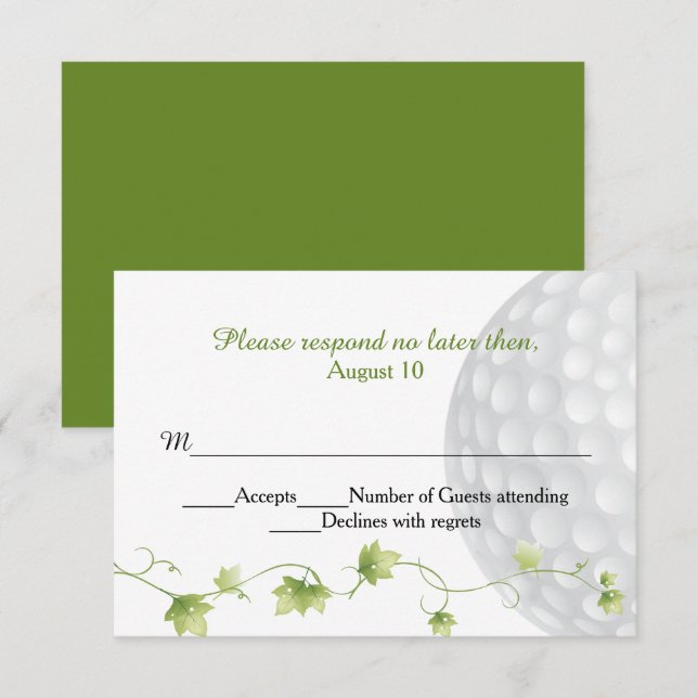 Tarjeta RSVP de Bola de Golf y Boda de Marfil (Anverso / Reverso)