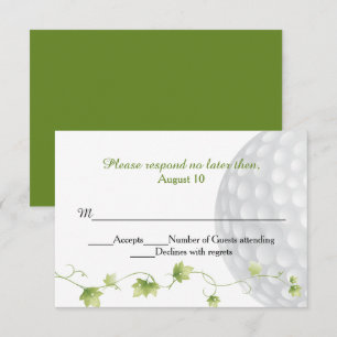 Tarjeta RSVP de Bola de Golf y Boda de Marfil