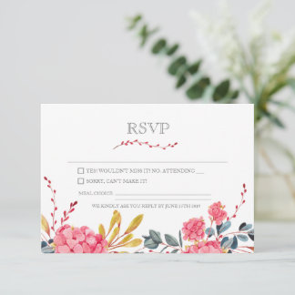 Tarjeta RSVP de Bonito floral rosada moderna