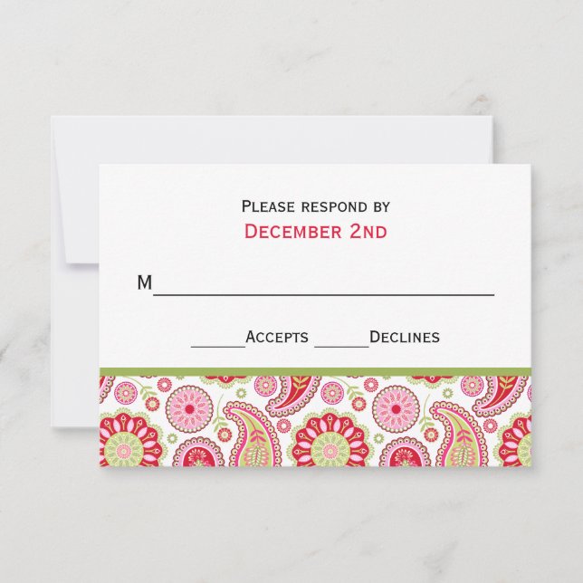 Tarjeta RSVP de bonito Paisley Wedding (Anverso)