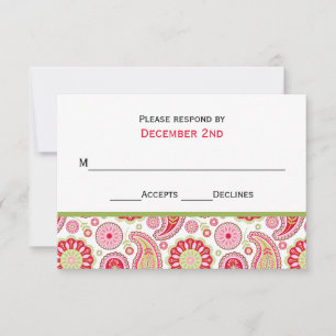Tarjeta RSVP de bonito Paisley Wedding