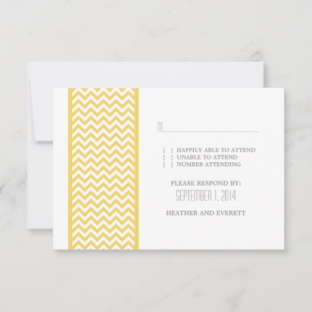 Tarjeta RSVP de borde de cheurón amarillo (Anverso)