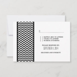 Tarjeta RSVP de borde de cheurón Ebony