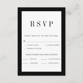 Tarjeta RSVP de borde negro clásico con opciones d