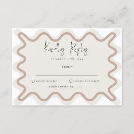 Tarjeta RSVP de borde ondulado Beige Taupe