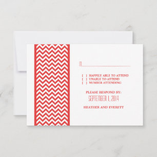 Tarjeta RSVP de borde rojo de chevron