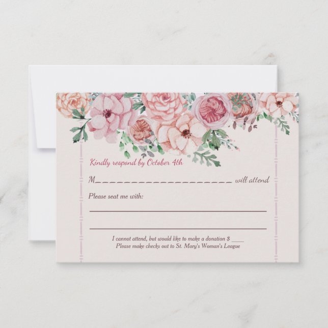 Tarjeta RSVP de bordes de flores (Anverso)