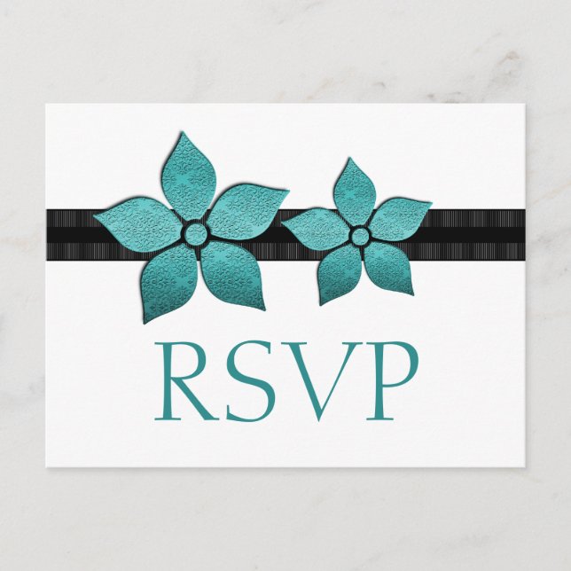 Tarjeta RSVP de bordes rayados de las flores de Da (Anverso)
